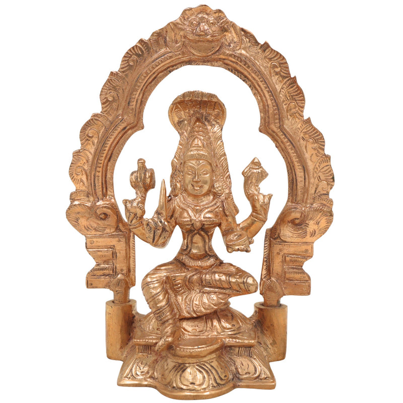 Handcrafted Bronze Mariamman Idol | Panchaloha Goddess Statue for Pooja, Home Decor, Temple Worship & Spiritual Blessings,Gold, 6.5 Inch, 1 Piece
