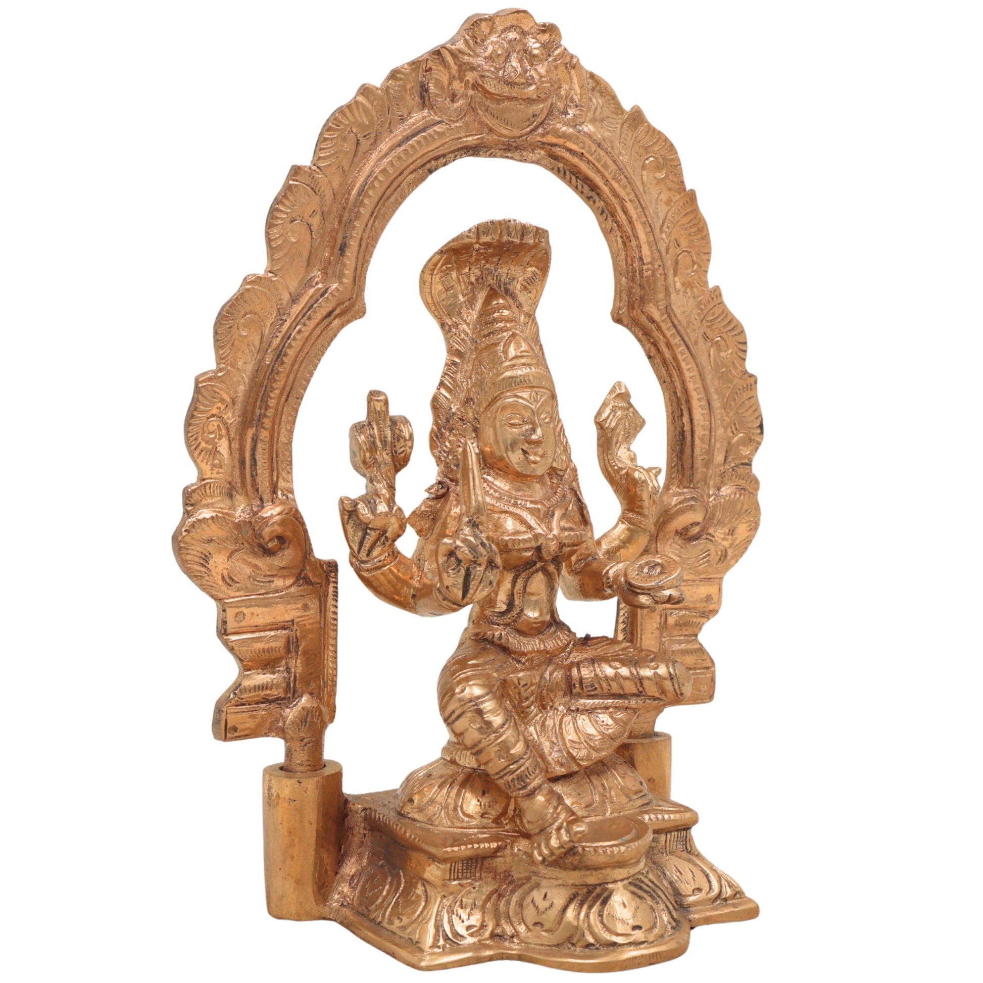 Handcrafted Bronze Mariamman Idol | Panchaloha Goddess Statue for Pooja, Home Decor, Temple Worship & Spiritual Blessings,Gold, 6.5 Inch, 1 Piece