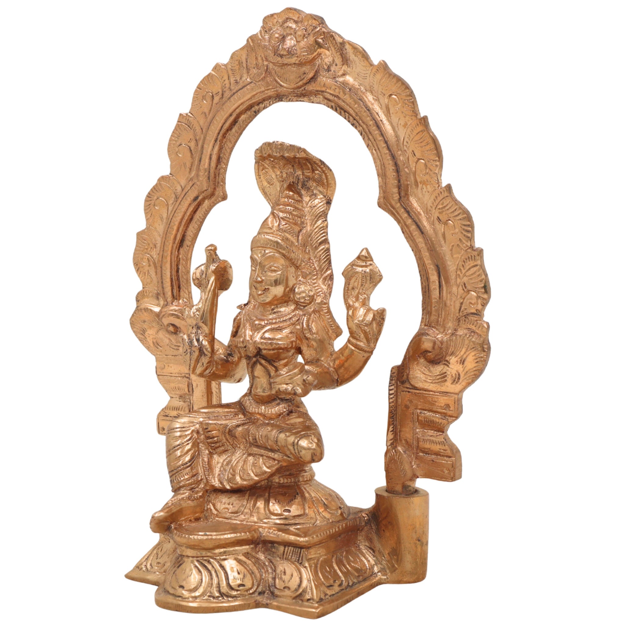 Handcrafted Bronze Mariamman Idol | Panchaloha Goddess Statue for Pooja, Home Decor, Temple Worship & Spiritual Blessings,Gold, 6.5 Inch, 1 Piece