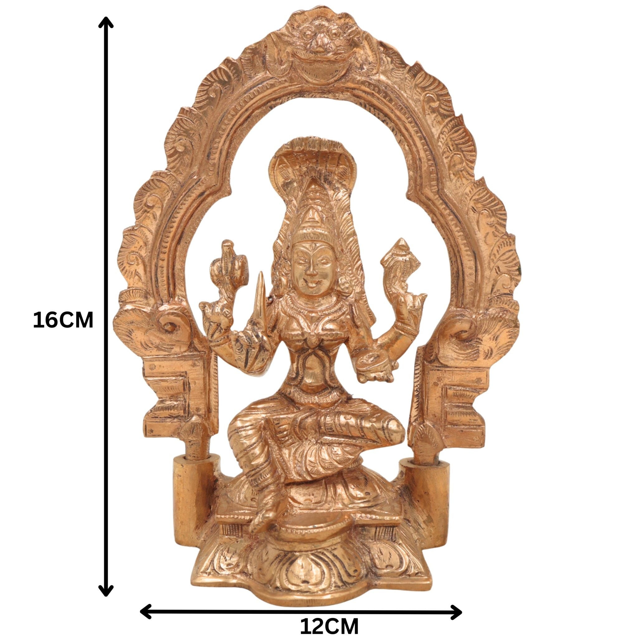 Handcrafted Bronze Mariamman Idol | Panchaloha Goddess Statue for Pooja, Home Decor, Temple Worship & Spiritual Blessings,Gold, 6.5 Inch, 1 Piece