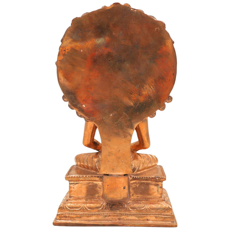 Handmade Bronze Buddha Idol | Panchaloha Budh Murti for Temple, Home Puja, Meditation & Vastu | Mercury Graha Deity Statue,Gold,9Inch,1pice