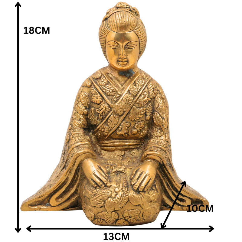 Brass Samurai Idol, Peetal Japanese Bushido Warrior Statue, Katana Ronin Murti, Antique Pital Samurai Decor, Gold, 7 Inch, 1 Piece