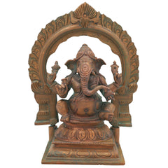 Handcrafted Bronze Ganesha Idol, Panchaloha Ganpati Vinayaka Murti, Siddhivinayak Pillaiyar Statue for Home Temple Decor,Gold, 8.5 Inch, 1 Piece