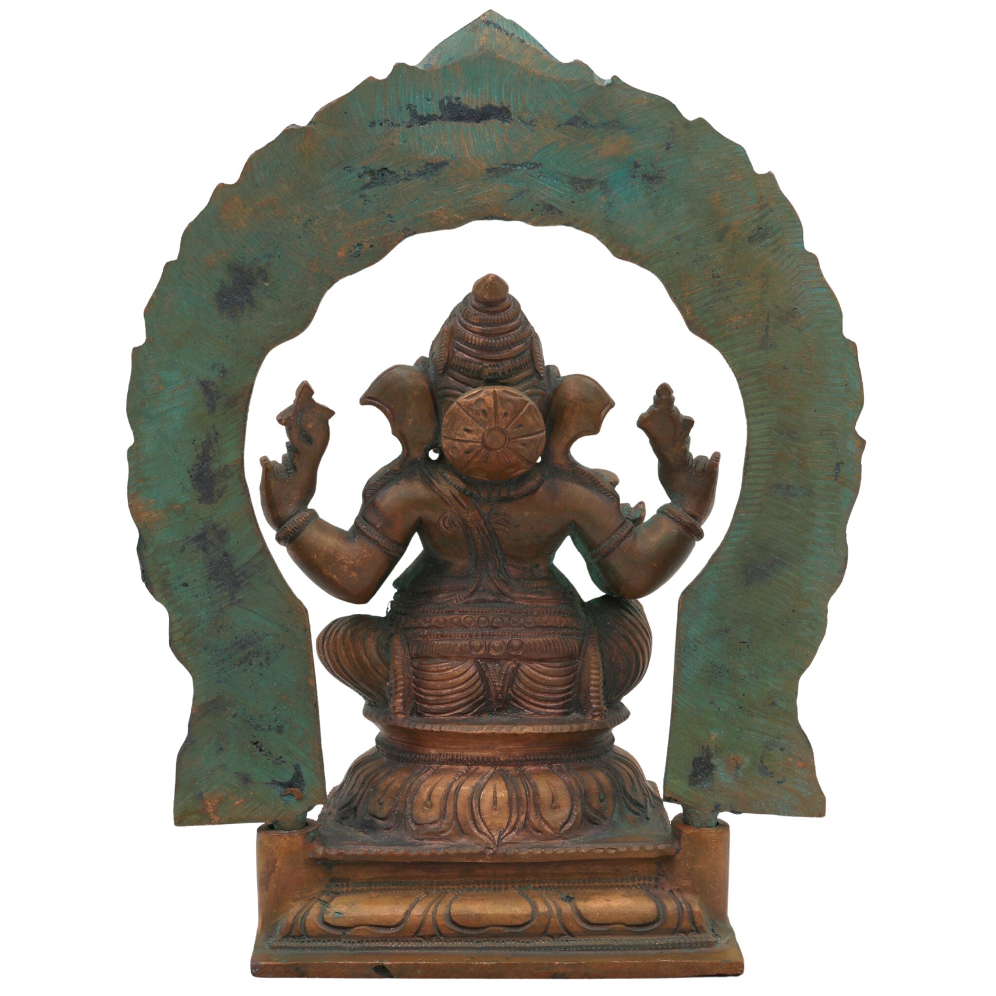 Handcrafted Bronze Ganesha Idol, Panchaloha Ganpati Vinayaka Murti, Siddhivinayak Pillaiyar Statue for Home Temple Decor,Gold, 8.5 Inch, 1 Piece