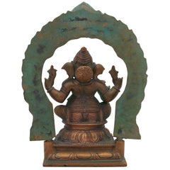 Handcrafted Bronze Ganesha Idol, Panchaloha Ganpati Vinayaka Murti, Siddhivinayak Pillaiyar Statue for Home Temple Decor,Gold, 8.5 Inch, 1 Piece
