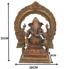 Handcrafted Bronze Ganesha Idol, Panchaloha Ganpati Vinayaka Murti, Siddhivinayak Pillaiyar Statue for Home Temple Decor,Gold, 8.5 Inch, 1 Piece