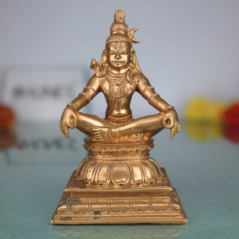 Handmade Bronze Shiva Idol | Mahadev Panchaloha Murti | Bholenath, Rudra, Neelkanth, Nataraja Sculpture | Chola Art South India,Gold, 5.5 Inch, 1 Piece