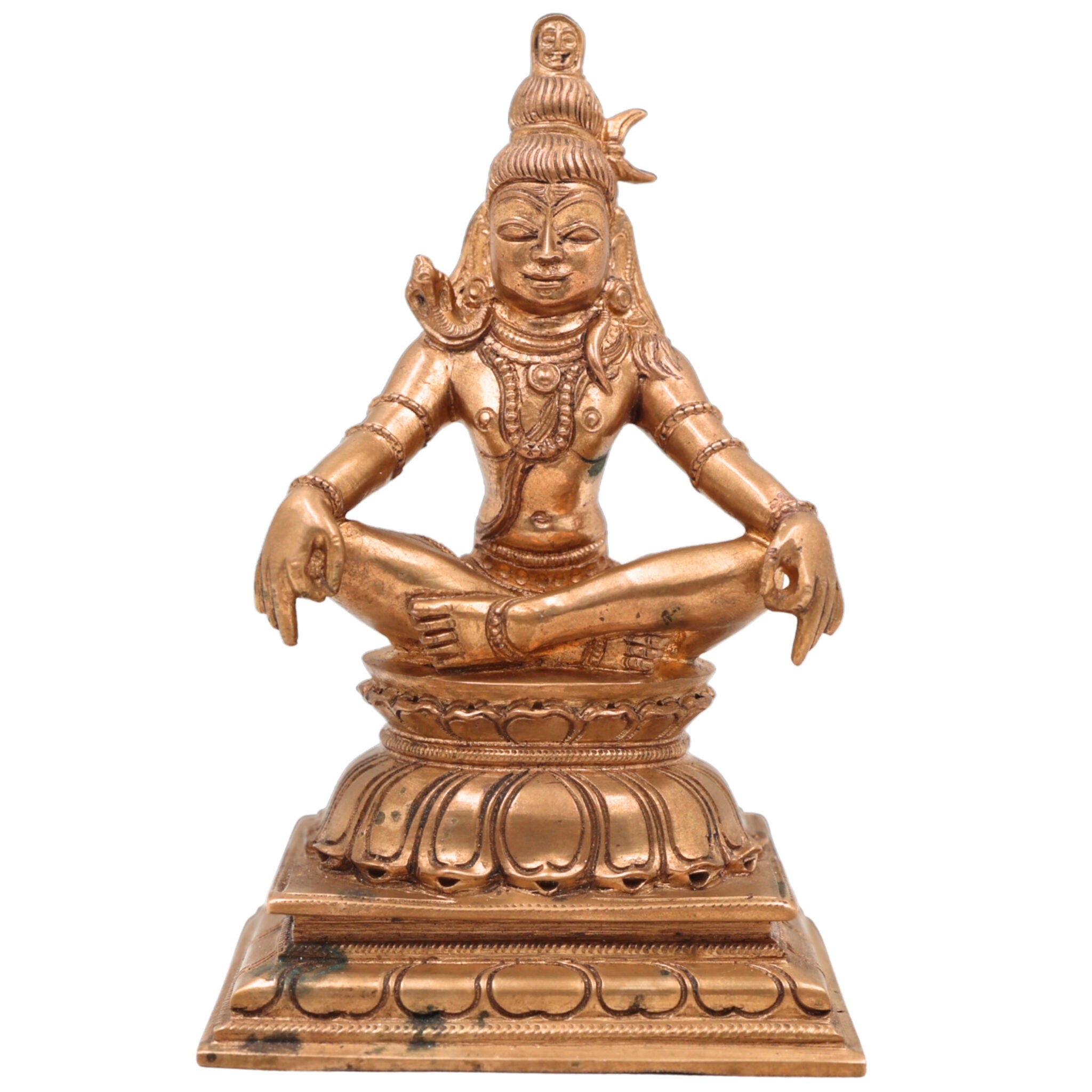 Handmade Bronze Shiva Idol | Mahadev Panchaloha Murti | Bholenath, Rudra, Neelkanth, Nataraja Sculpture | Chola Art South India,Gold, 5.5 Inch, 1 Piece