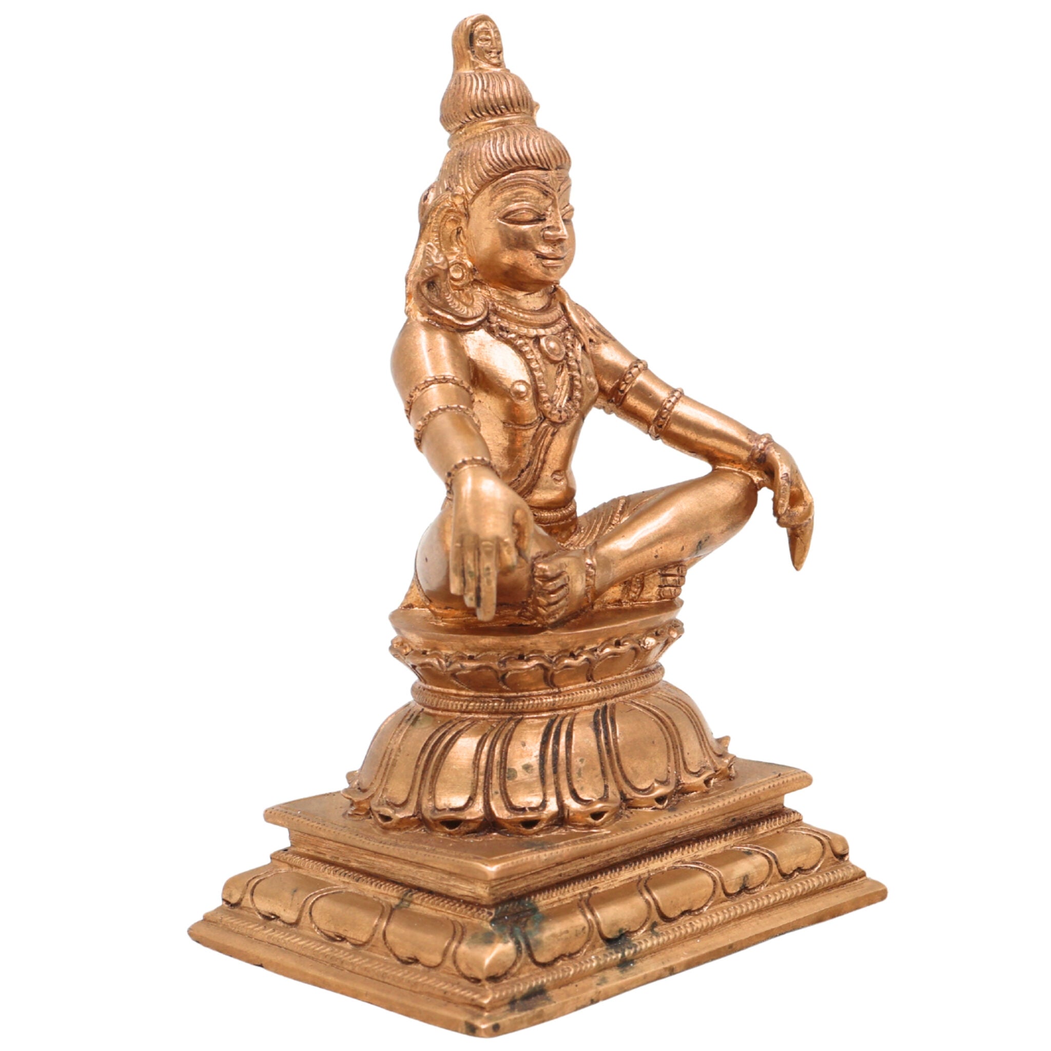 Handmade Bronze Shiva Idol | Mahadev Panchaloha Murti | Bholenath, Rudra, Neelkanth, Nataraja Sculpture | Chola Art South India,Gold, 5.5 Inch, 1 Piece