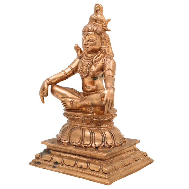 Handmade Bronze Shiva Idol | Mahadev Panchaloha Murti | Bholenath, Rudra, Neelkanth, Nataraja Sculpture | Chola Art South India,Gold, 5.5 Inch, 1 Piece