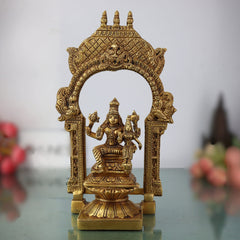 Brass Vishnu Lakshmi Idol with Temple Style Prabhavali Peetam – Handcrafted Narayana Lakshmi Murti, Venkateshwara Balaji Statue for Pooja, Home Decor & Gifting,Gold, 10.5 Inch, 1 Piece