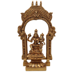 Brass Vishnu Lakshmi Idol with Temple Style Prabhavali Peetam – Handcrafted Narayana Lakshmi Murti, Venkateshwara Balaji Statue for Pooja, Home Decor & Gifting,Gold, 10.5 Inch, 1 Piece