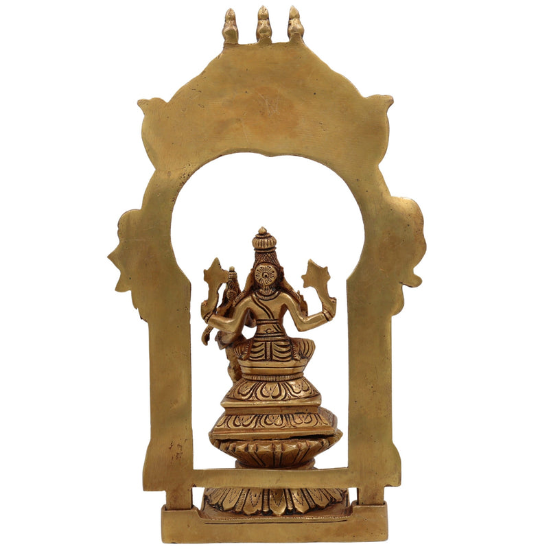 Brass Vishnu Lakshmi Idol with Temple Style Prabhavali Peetam – Handcrafted Narayana Lakshmi Murti, Venkateshwara Balaji Statue for Pooja, Home Decor & Gifting,Gold, 10.5 Inch, 1 Piece