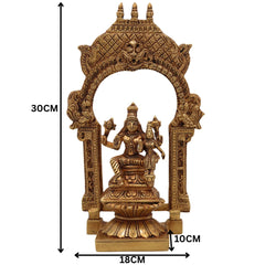 Brass Vishnu Lakshmi Idol with Temple Style Prabhavali Peetam – Handcrafted Narayana Lakshmi Murti, Venkateshwara Balaji Statue for Pooja, Home Decor & Gifting,Gold, 10.5 Inch, 1 Piece