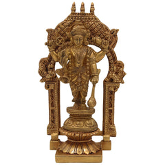 Brass Vishnu Idol Murti – Handcrafted Narayana, Venkateshwara, Balaji, Govinda, Srinivasa Statue for Home Decor, Pooja, Temple, and Spiritual Gifts,Gold, 10.5 Inch, 1 Piece
