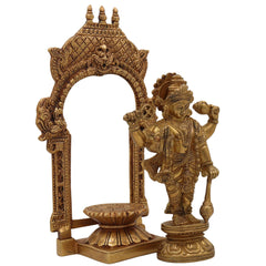 Brass Vishnu Idol Murti – Handcrafted Narayana, Venkateshwara, Balaji, Govinda, Srinivasa Statue for Home Decor, Pooja, Temple, and Spiritual Gifts,Gold, 10.5 Inch, 1 Piece