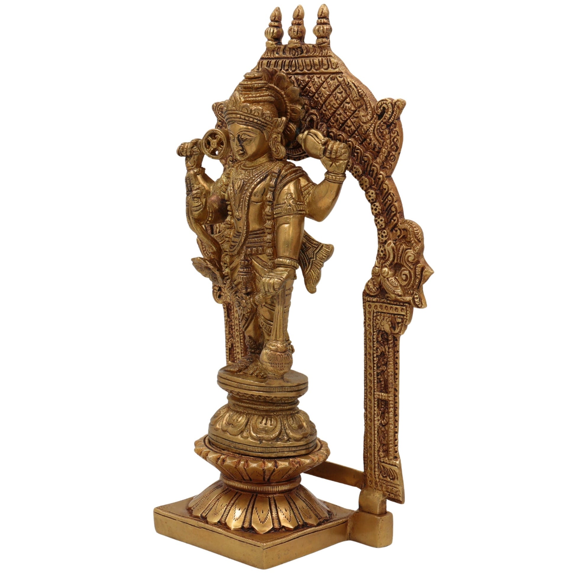 Brass Vishnu Idol Murti – Handcrafted Narayana, Venkateshwara, Balaji, Govinda, Srinivasa Statue for Home Decor, Pooja, Temple, and Spiritual Gifts,Gold, 10.5 Inch, 1 Piece