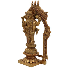 Brass Vishnu Idol Murti – Handcrafted Narayana, Venkateshwara, Balaji, Govinda, Srinivasa Statue for Home Decor, Pooja, Temple, and Spiritual Gifts,Gold, 10.5 Inch, 1 Piece