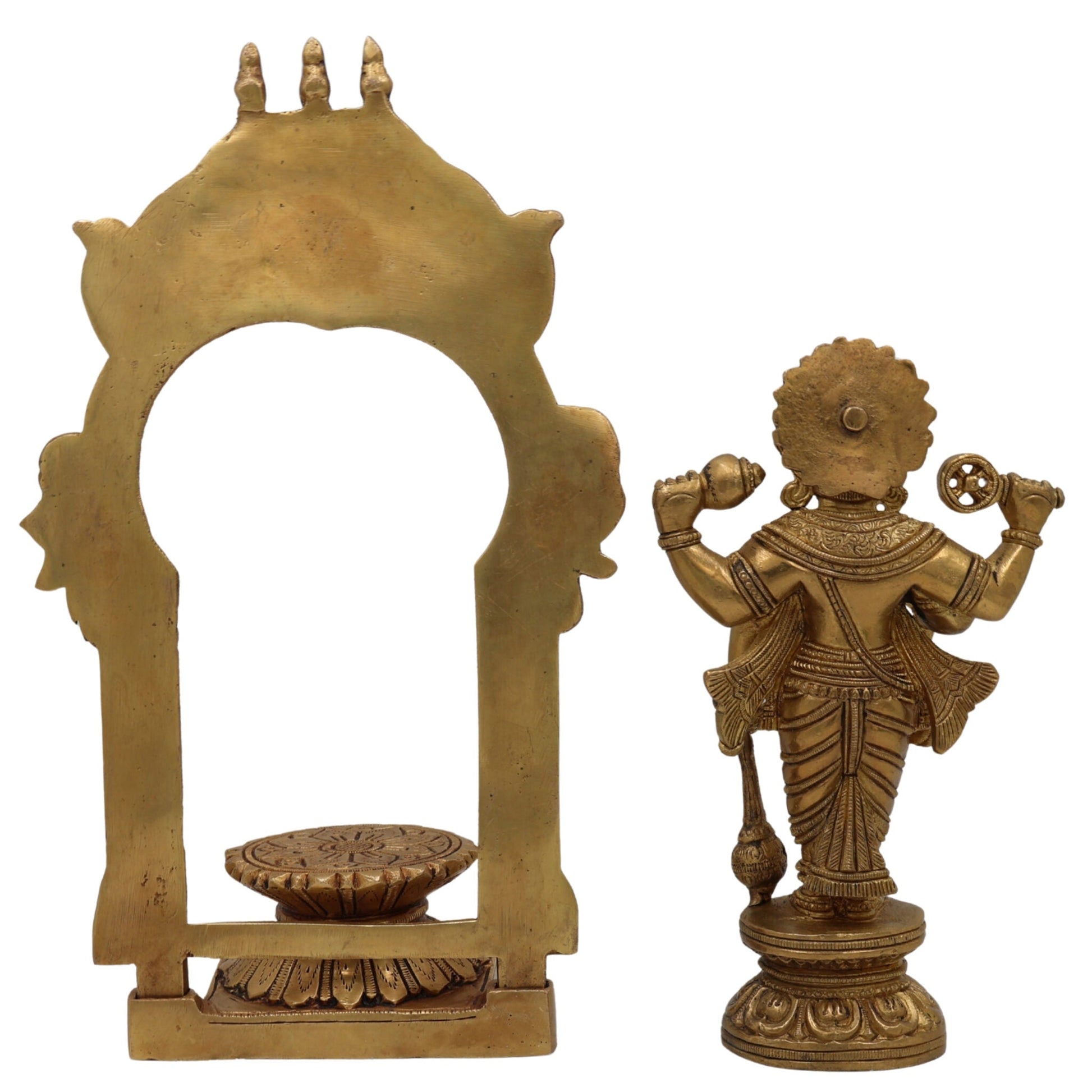 Brass Vishnu Idol Murti – Handcrafted Narayana, Venkateshwara, Balaji, Govinda, Srinivasa Statue for Home Decor, Pooja, Temple, and Spiritual Gifts,Gold, 10.5 Inch, 1 Piece
