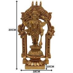 Brass Vishnu Idol Murti – Handcrafted Narayana, Venkateshwara, Balaji, Govinda, Srinivasa Statue for Home Decor, Pooja, Temple, and Spiritual Gifts,Gold, 10.5 Inch, 1 Piece