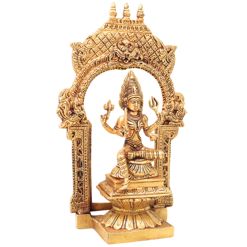 Handcrafted Brass Mariamman Idol, Mariyamma, Karumari Amman, Renuka Yellamma, Grama Devata Pital Murti for Home Temple & Puja Decor,Gold, 12 Inch, 1 Piece