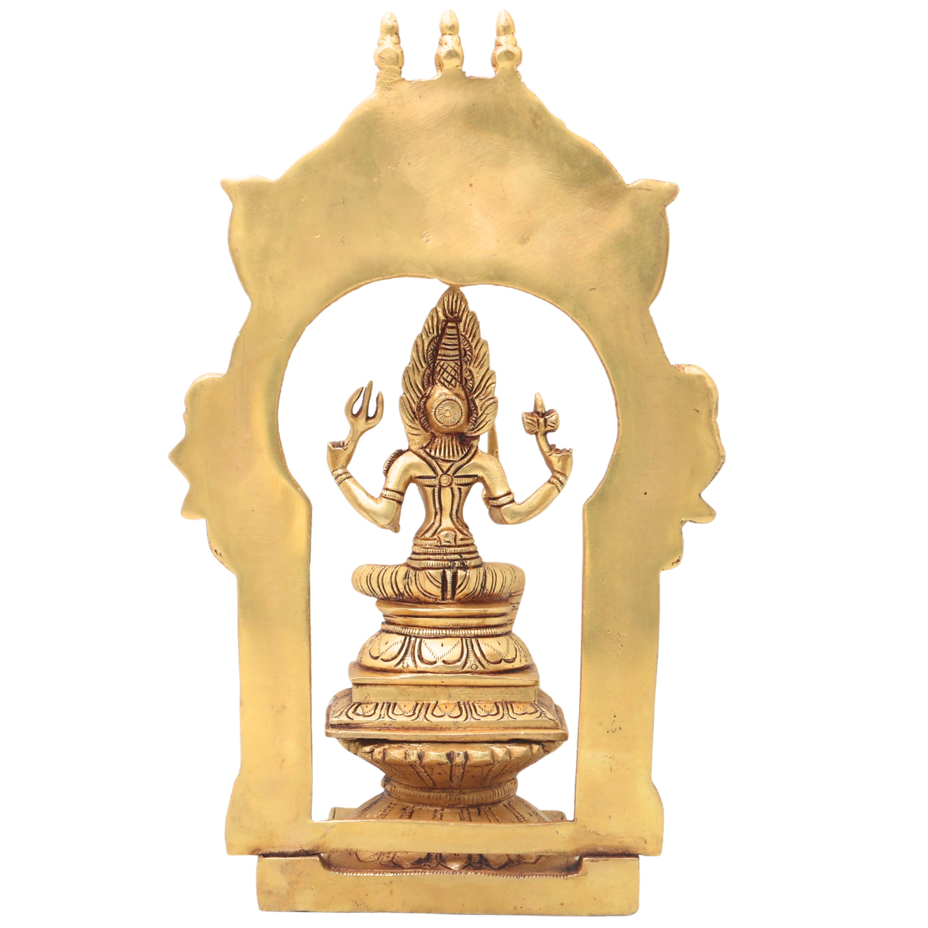 Handcrafted Brass Mariamman Idol, Mariyamma, Karumari Amman, Renuka Yellamma, Grama Devata Pital Murti for Home Temple & Puja Decor,Gold, 12 Inch, 1 Piece