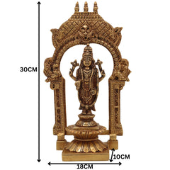 Brass Vishnu Idol with Temple Style Prabhavali Peetam, Narayana Murti, Venkateshwara Vigraham, Balaji Statue for Home Decor, Pooja, Gifts & Spiritual Display,Gold, 10.5 Inch, 1 Piece