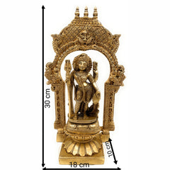Brass Ardhanarishvara Idol on Lotus Chowki with Temple Shaped Prabhavali, Divine Home Decor, Spiritual Statue, 12 Inch, Gold, 1 Piece