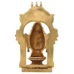 Brass Goddess Gowri Parvati Head Idol with Temple Prabhavali, Mahagauri Uma Devi Face Murti for Puja, Home Decor & Gifting,Gold, 10.5 Inch, 1 Piece