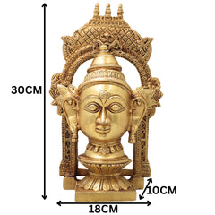 Brass Goddess Gowri Parvati Head Idol with Temple Prabhavali, Mahagauri Uma Devi Face Murti for Puja, Home Decor & Gifting,Gold, 10.5 Inch, 1 Piece