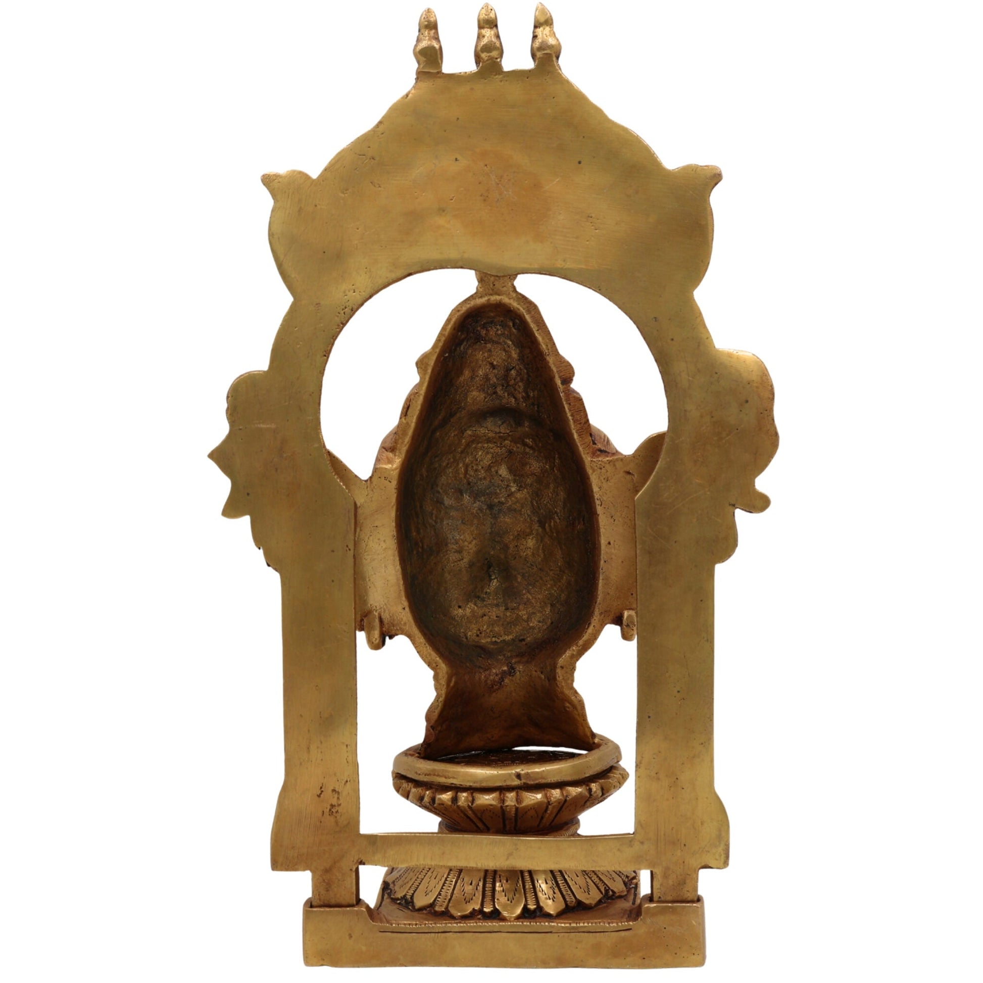 Brass Shiva Face Idol with Prabhavali, Mahadev Murti, Shankar Bholenath Statue, Handmade Home & Temple Decor,,Gold, 10.5 Inch, 1 Piece