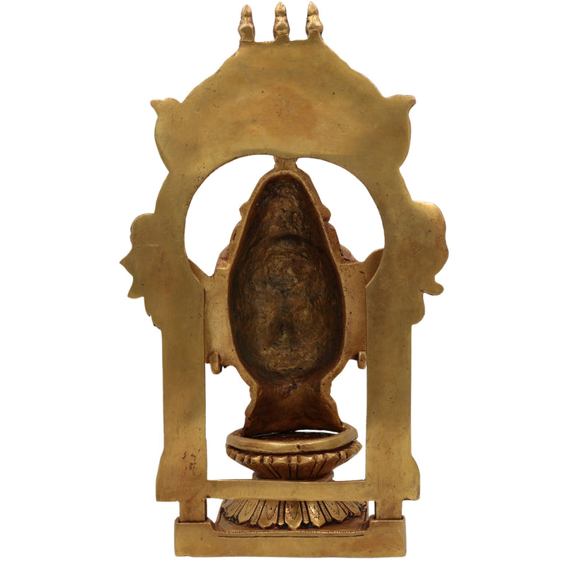 Brass Shiva Face Idol with Prabhavali, Mahadev Murti, Shankar Bholenath Statue, Handmade Home & Temple Decor,,Gold, 10.5 Inch, 1 Piece