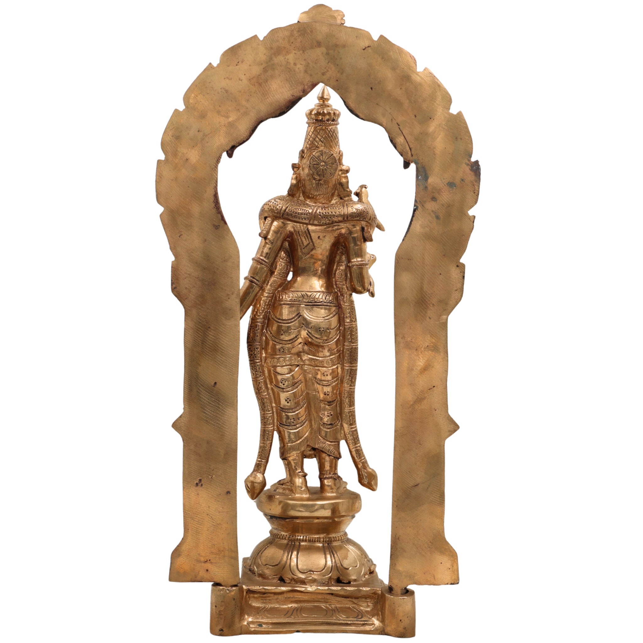 Madurai Meenakshi Idol | Meenakshi Amman Bronze Murti | Panchaloha Temple Goddess Sculpture | Handcrafted Chola Art Deity Statue,Gold, 17 Inch, 1 Piece