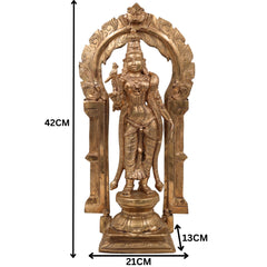 Madurai Meenakshi Idol | Meenakshi Amman Bronze Murti | Panchaloha Temple Goddess Sculpture | Handcrafted Chola Art Deity Statue,Gold, 17 Inch, 1 Piece