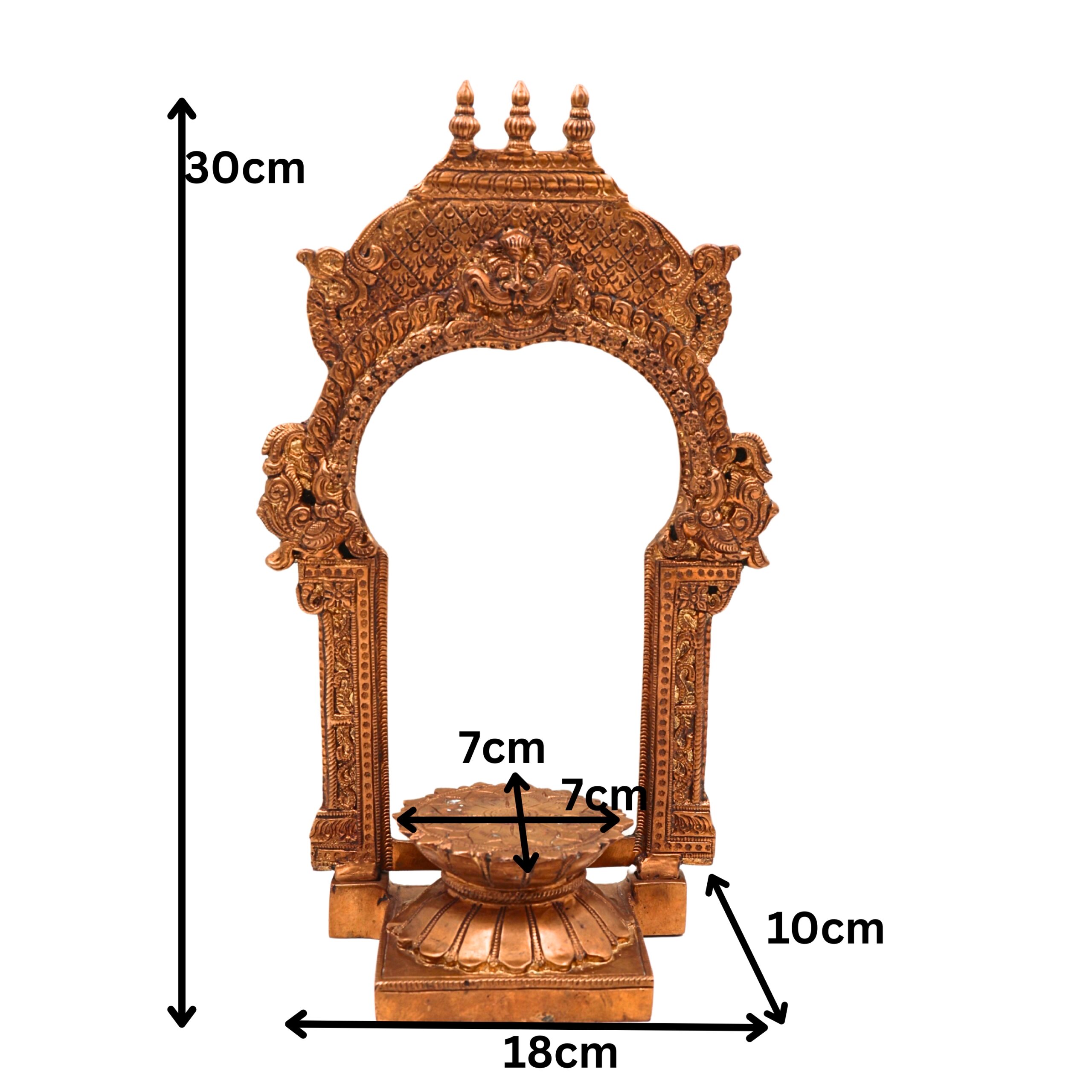 Bronze Lotus Chowki With Prabhavali, Panchaloha Kamal Peetha Stand for God Idol, Handcrafted Temple Sinhasan Bajot for Pooja Mandir Decor,Gold, 12 Inch, 1 Piece