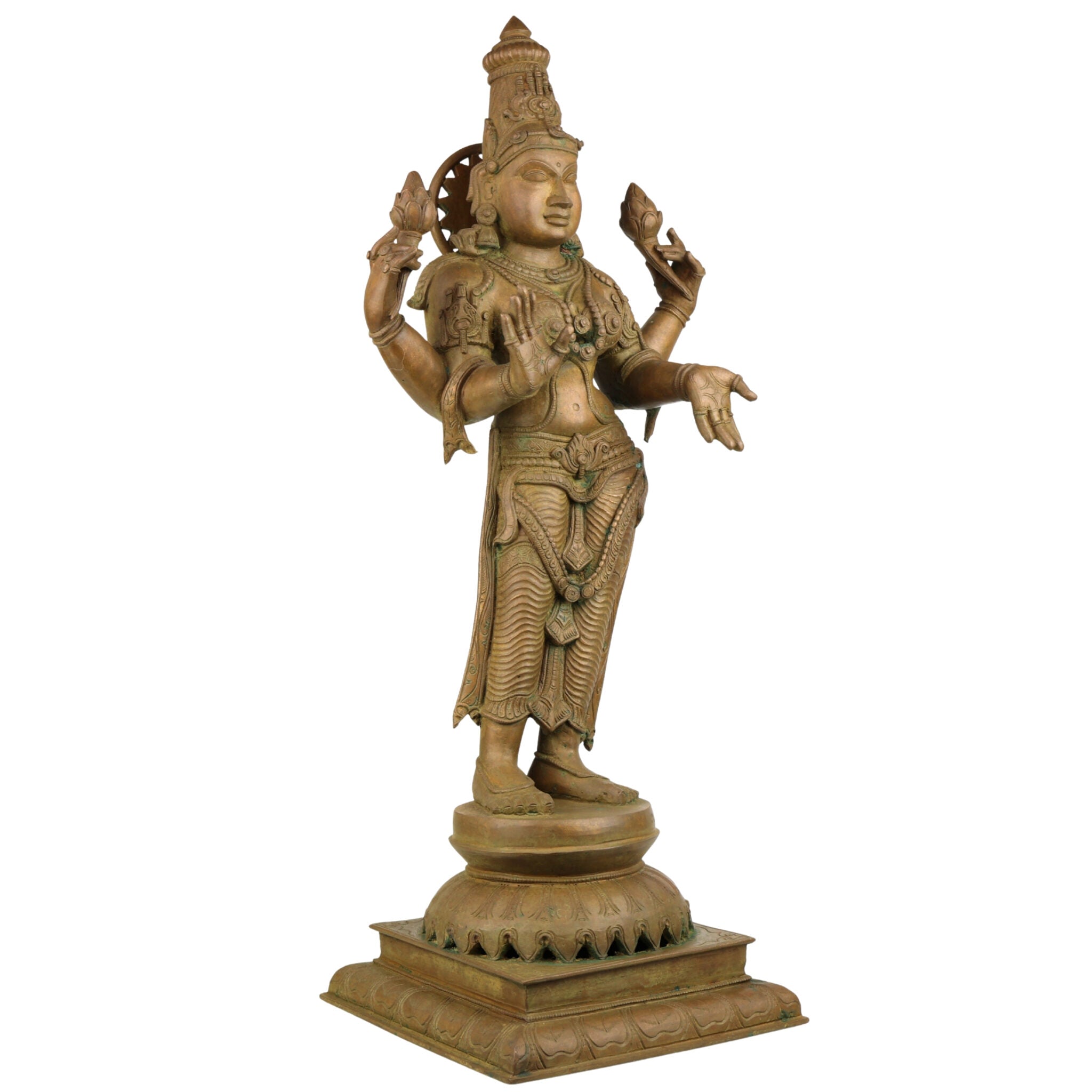 Handcrafted Panchaloha Mahalakshmi Idol | Bronze Sri Lakshmi / Gaja Lakshmi / Padma Devi Statue for Temple & Home Décor – 64cm,Brown, 25.5 Inch, 1 Piece