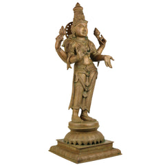 Handcrafted Panchaloha Mahalakshmi Idol | Bronze Sri Lakshmi / Gaja Lakshmi / Padma Devi Statue for Temple & Home Décor – 64cm,Brown, 25.5 Inch, 1 Piece
