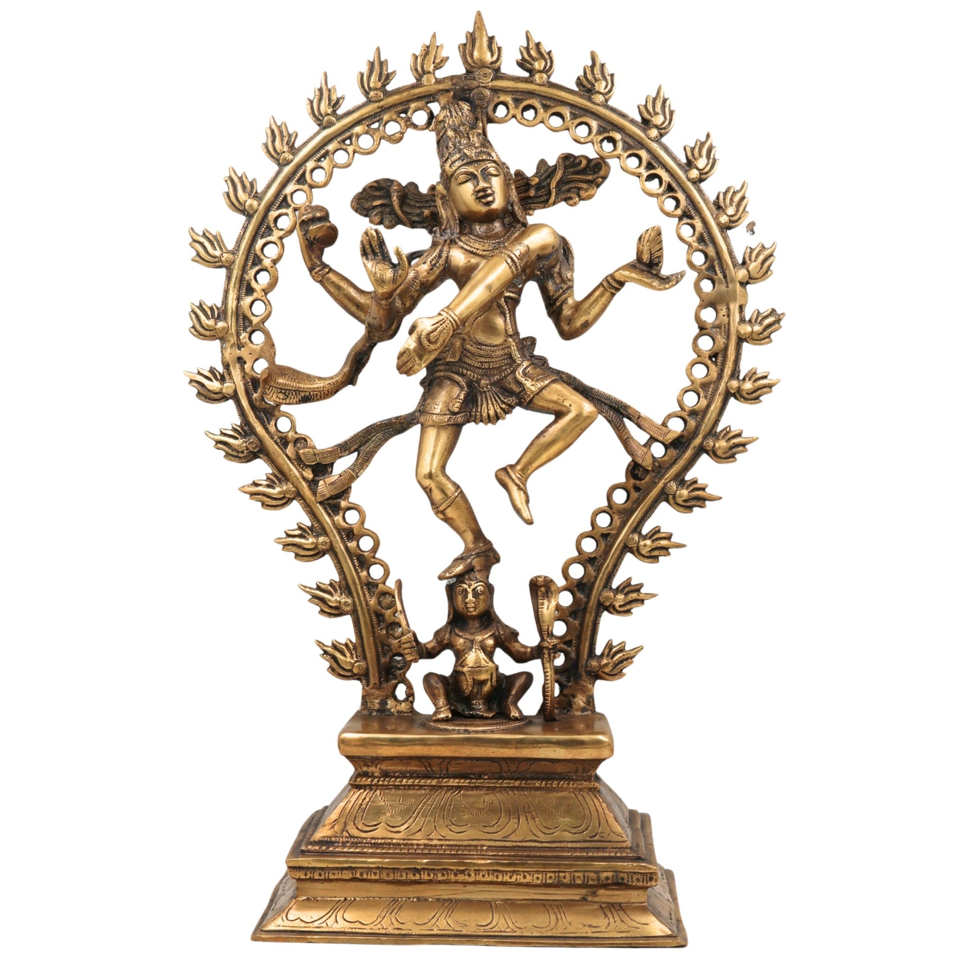Brass Handcrafted Nataraja Idol – Lord Shiva Cosmic Dance Statue, Adalvallan, Koothan, Sabesan, Tandav Murti for Home, Temple, Office Decor, Puja, Spiritual Gifts,Brown, 20.5 Inch, 1 Piece