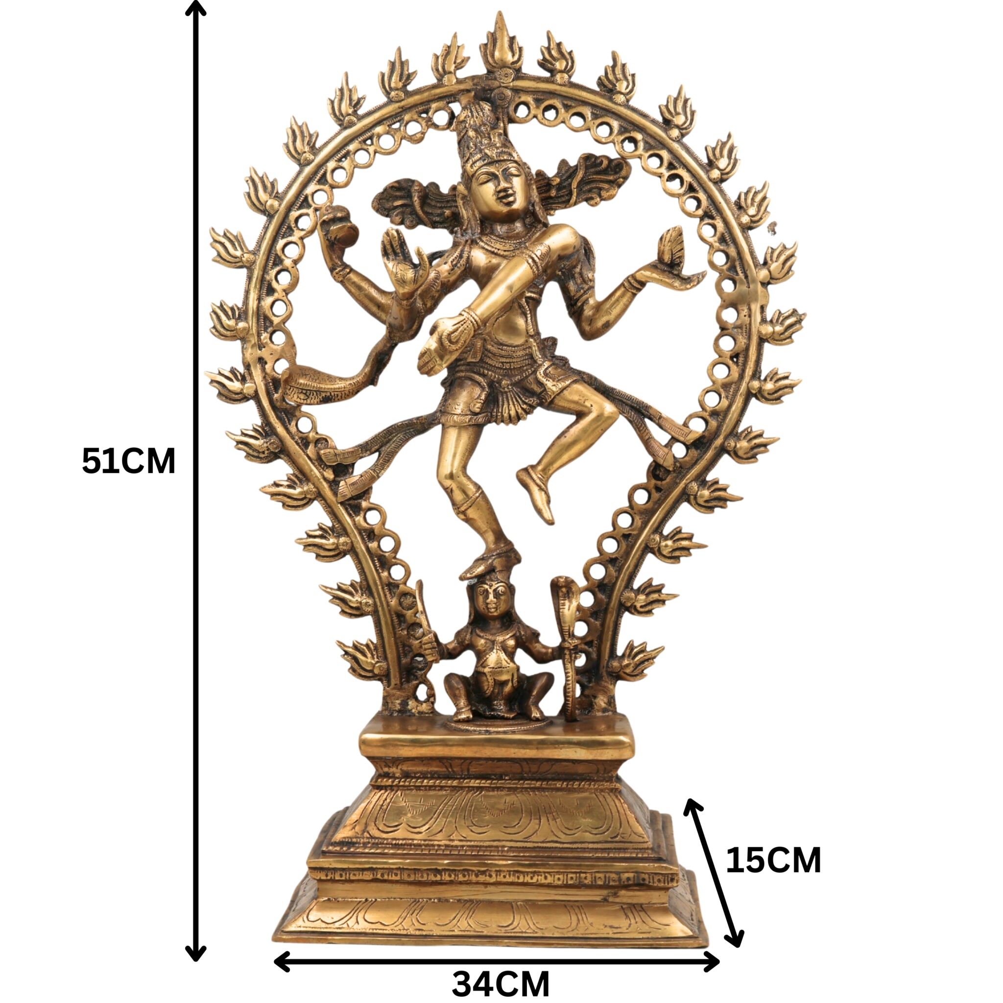 Brass Handcrafted Nataraja Idol – Lord Shiva Cosmic Dance Statue, Adalvallan, Koothan, Sabesan, Tandav Murti for Home, Temple, Office Decor, Puja, Spiritual Gifts,Brown, 20.5 Inch, 1 Piece