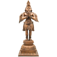 Handcrafted Panchaloha Bronze Garuda Dev Idol | Vishnu Vahana Suparna Statue | Traditional South Indian Chola Art Sculpture,Brown, 23 Inch, 1 Piece