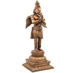 Handcrafted Panchaloha Bronze Garuda Dev Idol | Vishnu Vahana Suparna Statue | Traditional South Indian Chola Art Sculpture,Brown, 23 Inch, 1 Piece