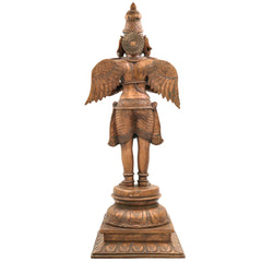 Handcrafted Panchaloha Bronze Garuda Dev Idol | Vishnu Vahana Suparna Statue | Traditional South Indian Chola Art Sculpture,Brown, 23 Inch, 1 Piece