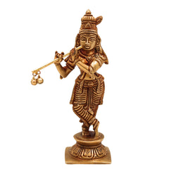 Brass Lord Krishna Idol – Gopal Kanhaiya Murti for Pooja, Balgopal Statue for Home Temple Decor, Gold, 6.5 Inch, 1 Piece