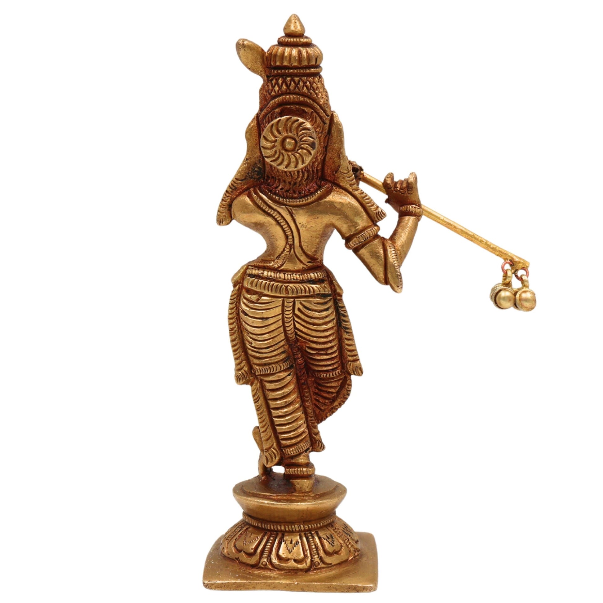 Brass Lord Krishna Idol – Gopal Kanhaiya Murti for Pooja, Balgopal Statue for Home Temple Decor, Gold, 6.5 Inch, 1 Piece