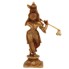 Brass Lord Krishna Idol – Gopal Kanhaiya Murti for Pooja, Balgopal Statue for Home Temple Decor, Gold, 6.5 Inch, 1 Piece