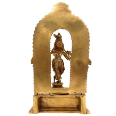 Handcrafted Brass Krishna Idol – Gopal, Govinda, Bal Gopal Murti with Prabhavali for Home, Temple, Pooja & Office Decor,Gold, 11 Inch, 1 Piece