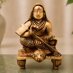 Brass Adi Shankaracharya Idol, Pital Adi Shankara Bhagavatpada Murti, Jagadguru Shankara Acharya Statue for Puja, Home Decor & Gifts,Gold, 4 Inch, 1 Piece