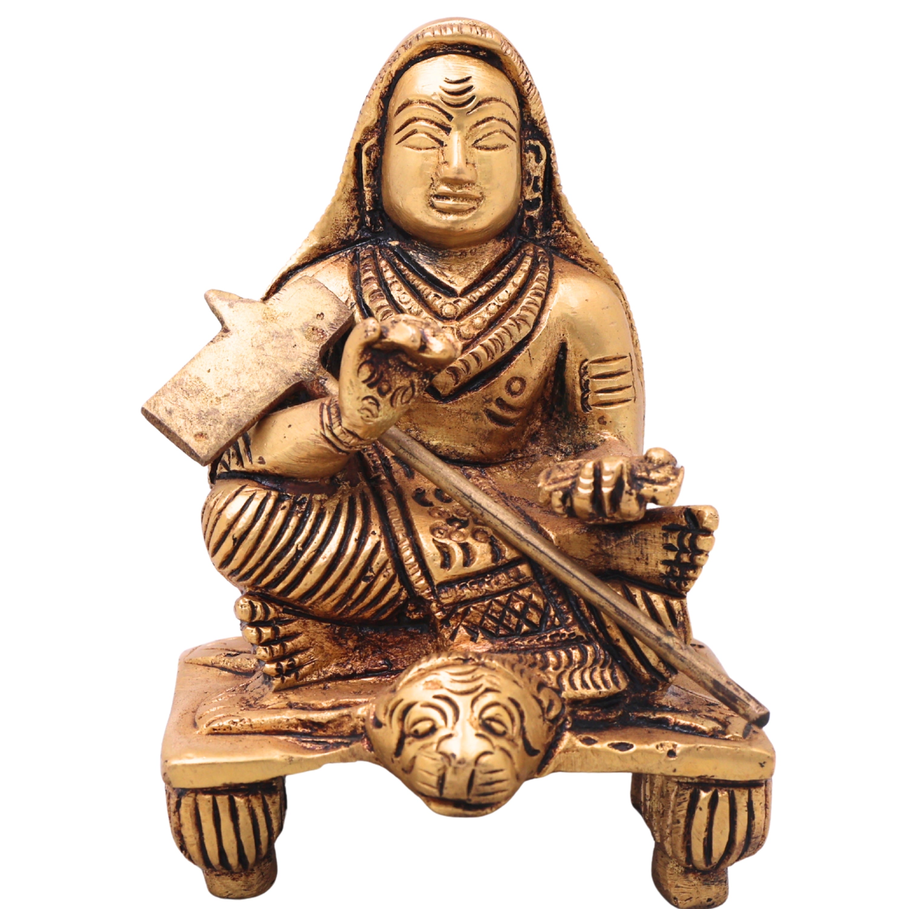 Brass Adi Shankaracharya Idol, Pital Adi Shankara Bhagavatpada Murti, Jagadguru Shankara Acharya Statue for Puja, Home Decor & Gifts,Gold, 4 Inch, 1 Piece