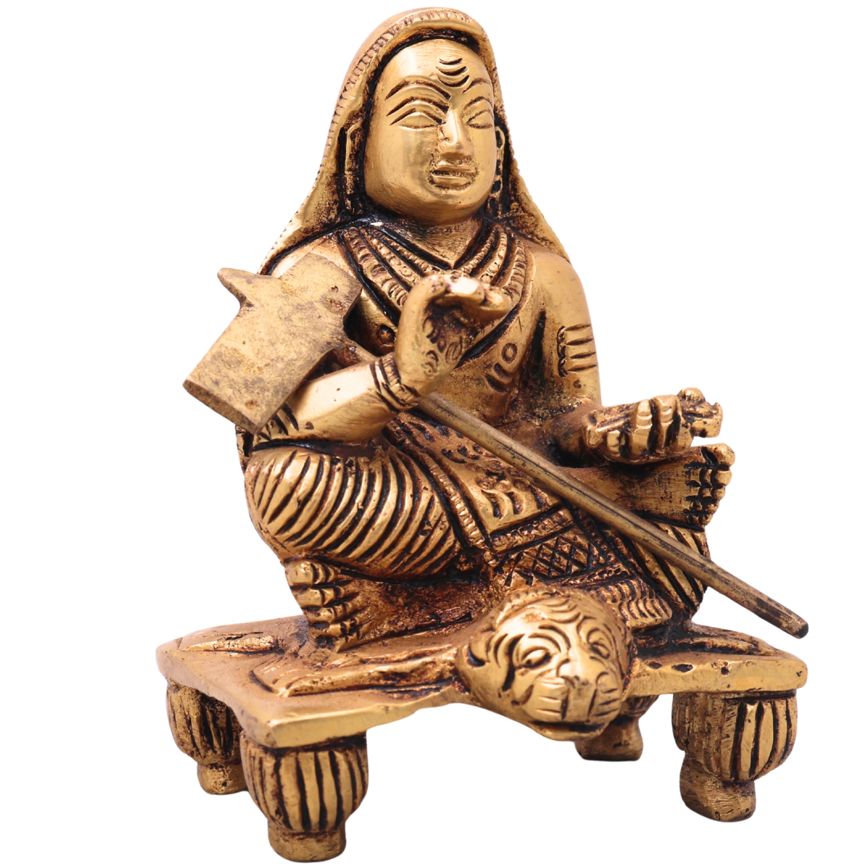 Brass Adi Shankaracharya Idol, Pital Adi Shankara Bhagavatpada Murti, Jagadguru Shankara Acharya Statue for Puja, Home Decor & Gifts,Gold, 4 Inch, 1 Piece