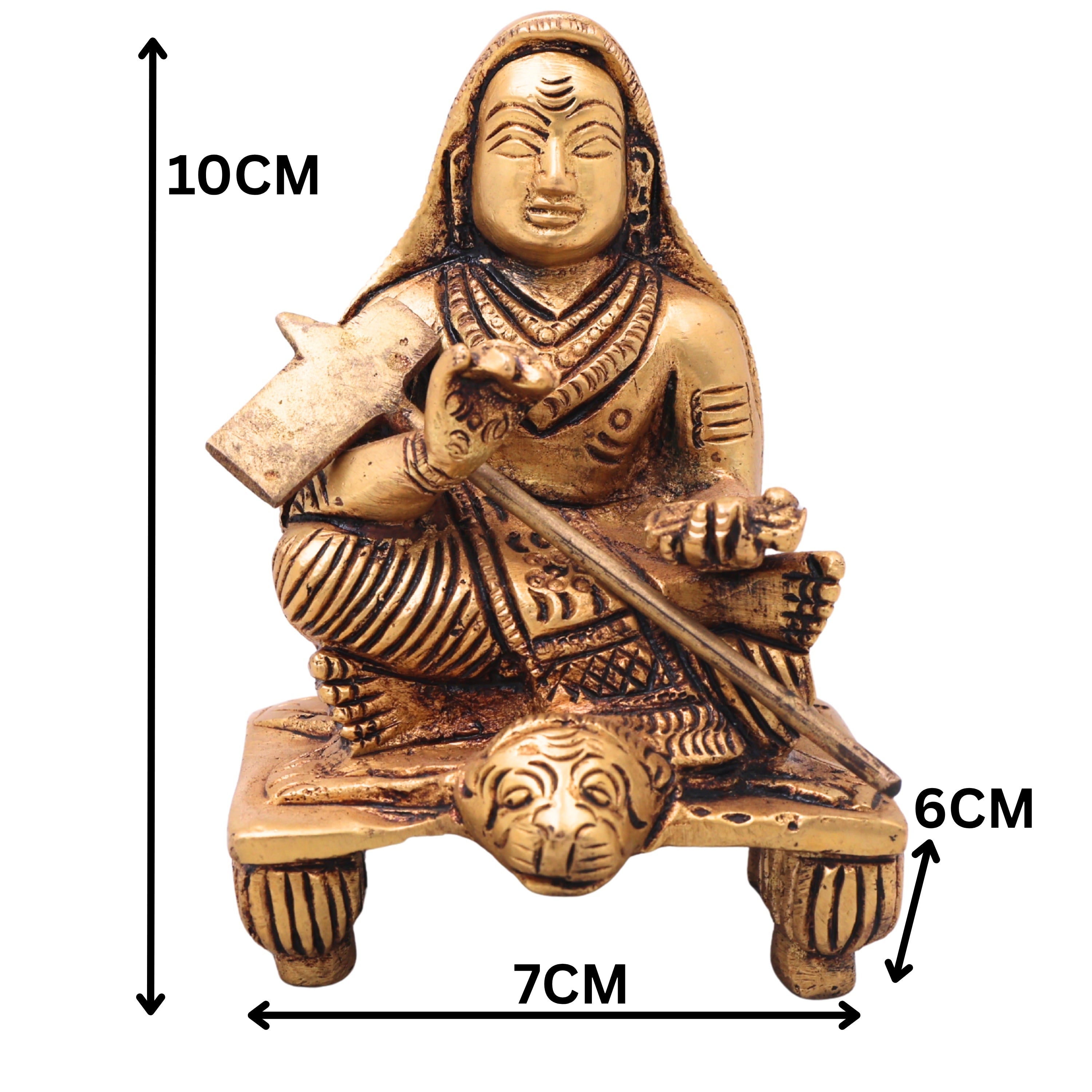 Brass Adi Shankaracharya Idol, Pital Adi Shankara Bhagavatpada Murti, Jagadguru Shankara Acharya Statue for Puja, Home Decor & Gifts,Gold, 4 Inch, 1 Piece